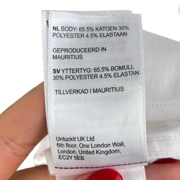 UNTUCKit NWT Bella White Button Down Long Sleeve Collared Cuffs Office Blouse - Picture 15 of 16